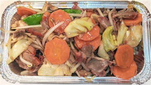 68________sliced roast pork with mixed vegetables